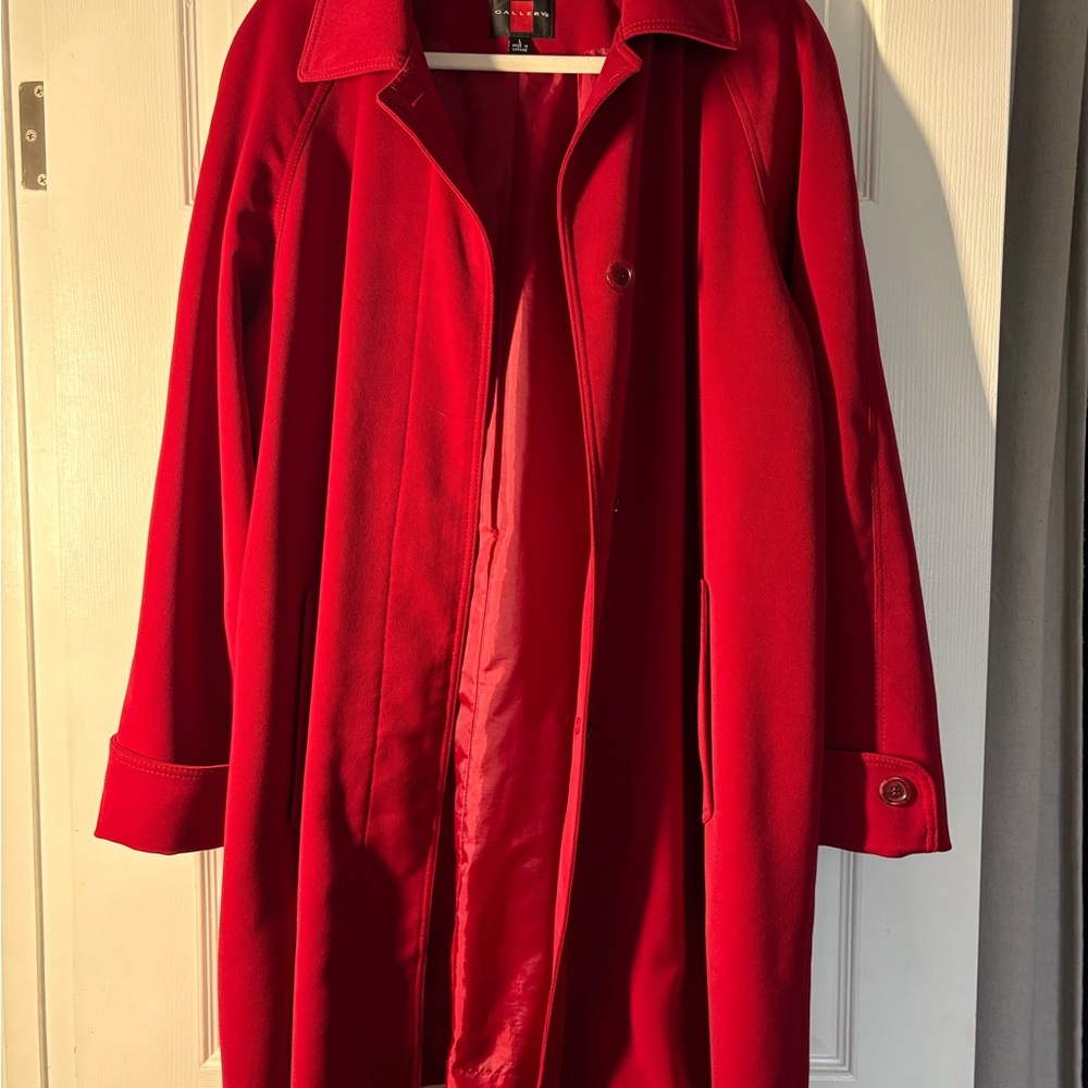Gallery Red Trench Coat Classic Long Silhouette